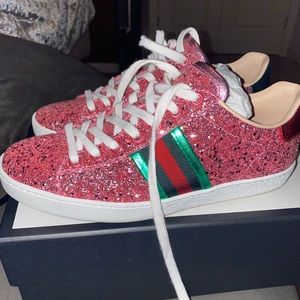 AUTHENTIC pink glitter Gucci sneakers